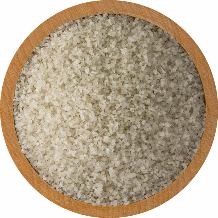 Bowl filled with grey sea salt