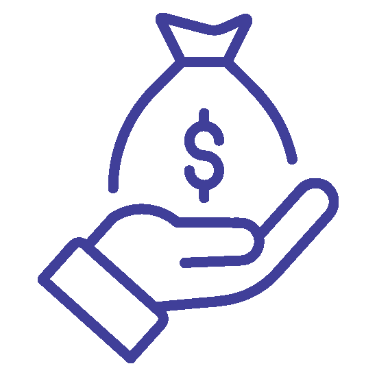 Bag of money in hand icon