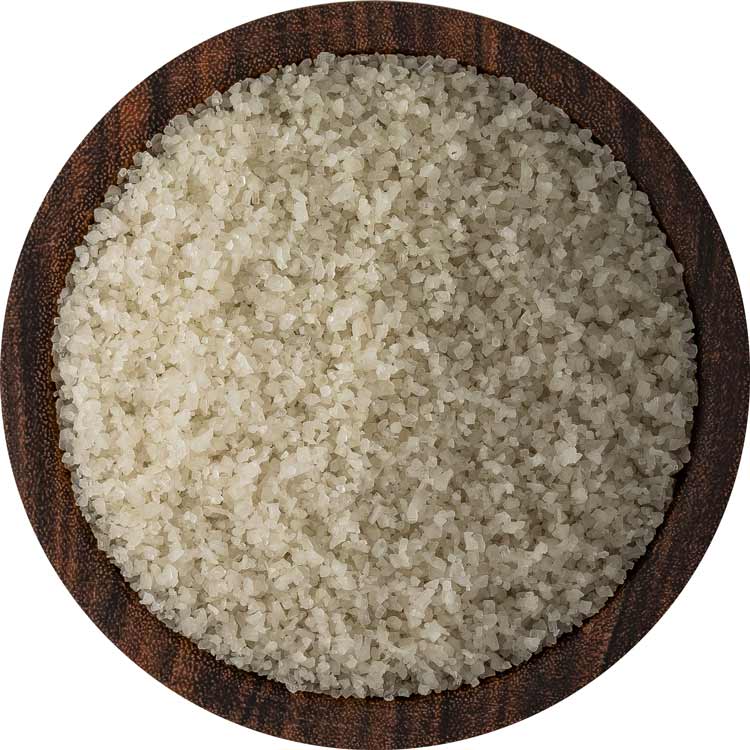 Bowl of sel gris fine grain sea salt 